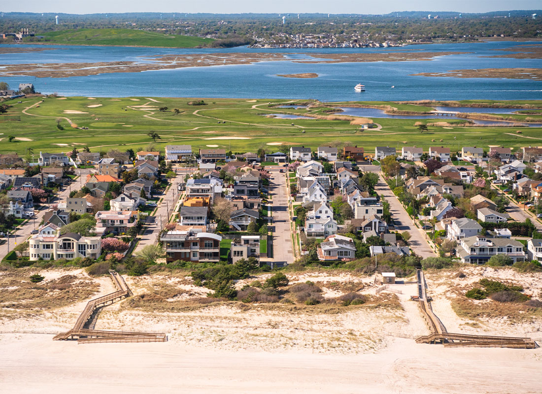 Bohemia NY - Aerial View of Town in Long Island New York